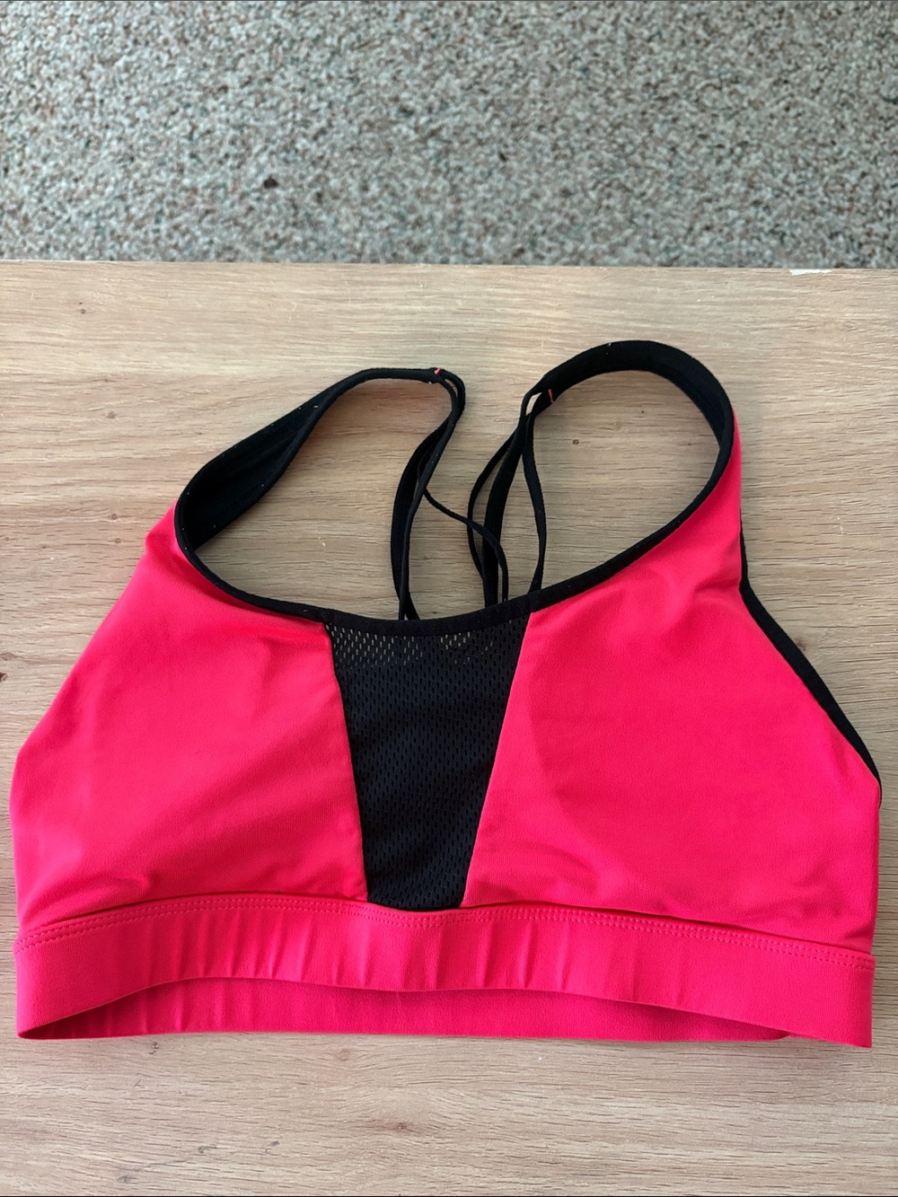 Women’s Pink Sports Bralette with Black Mesh Accent